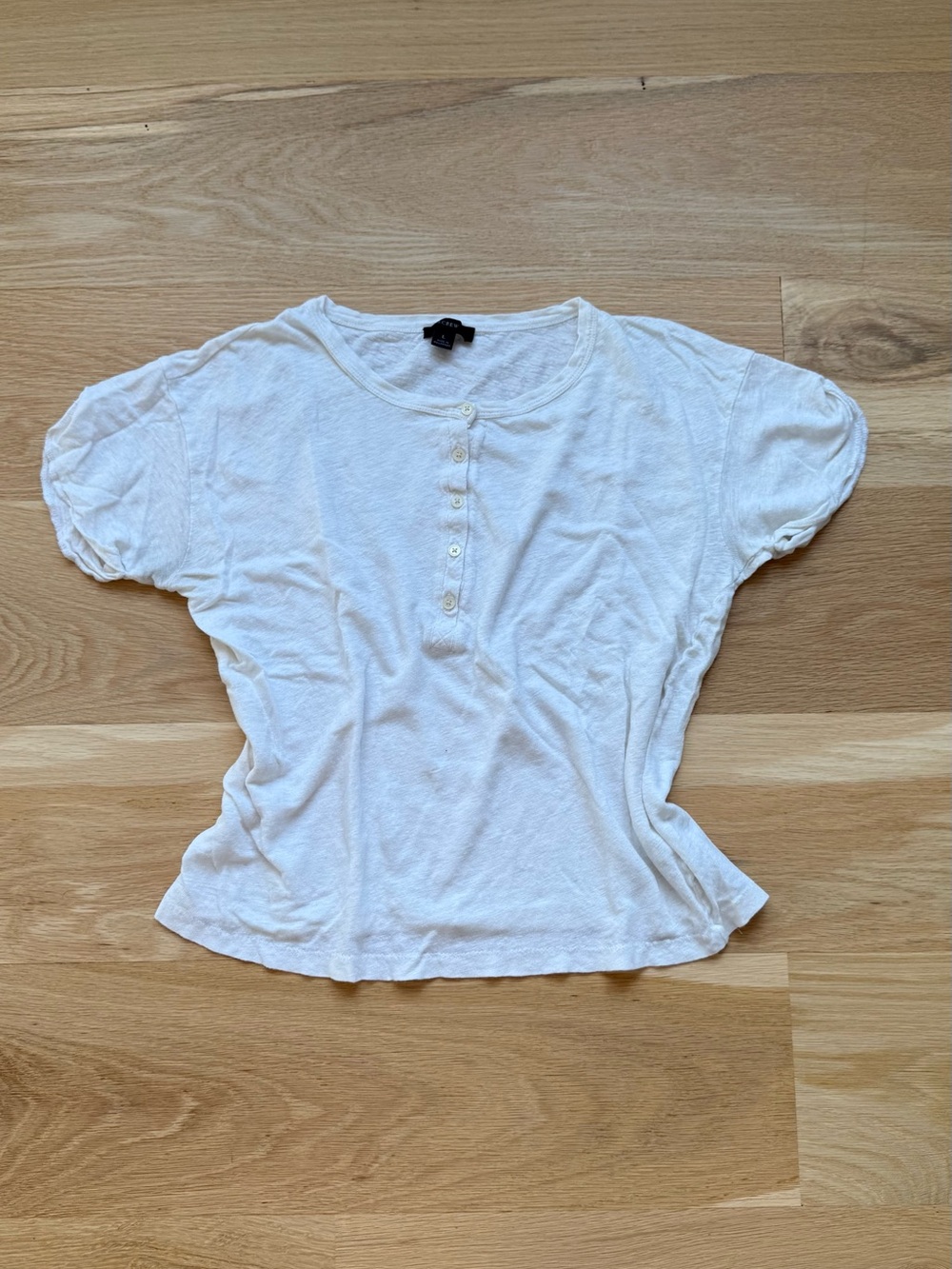 J. Crew White Short-Sleeve Henley Tee